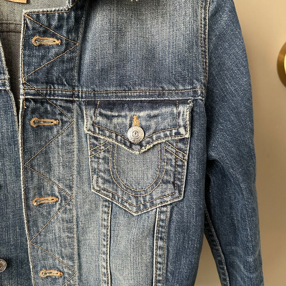 True Religion Dari Cropped Jean Jacket Medium - Picture 4 of 6